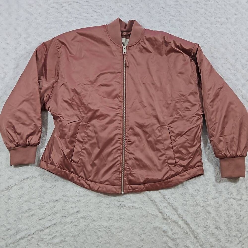A New Day Water Resistant Bomber Jacket Berry Pink Full Zip Womens Size Small